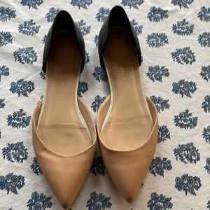 Very lightly worn Loeffler Randall flat tan and black shoes.  Size 10